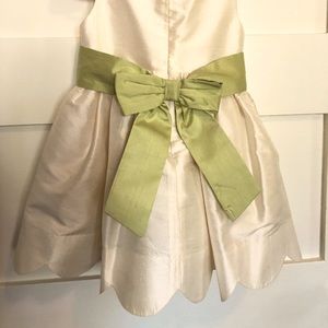 Ivory Silk Dress with Sage Green Sash